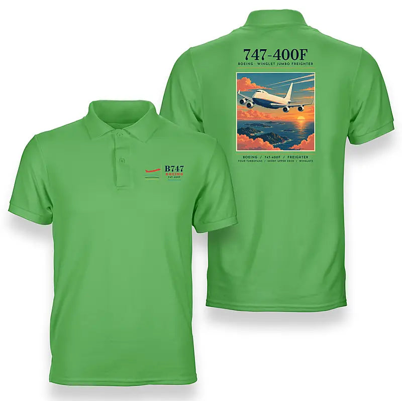 Boeing 747-400F - Poster - Double-Side Polo - Light Green