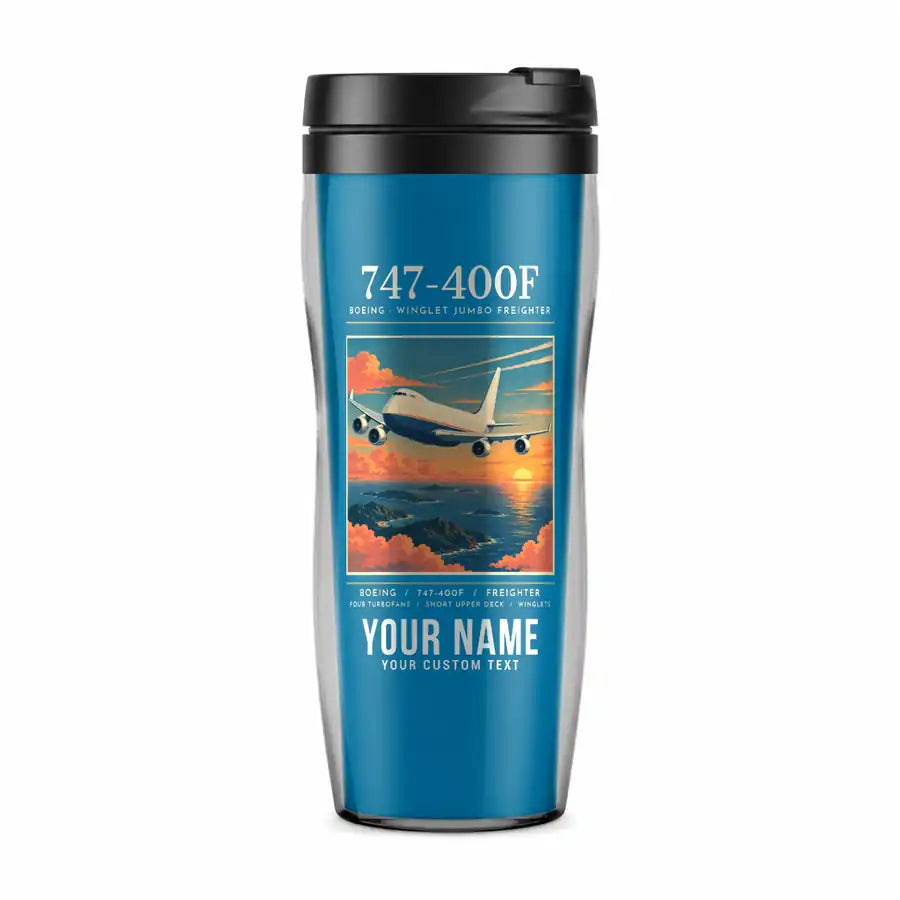 Boeing 747-400F - Poster + Name - Plastic (No Holder) - Light Blue
