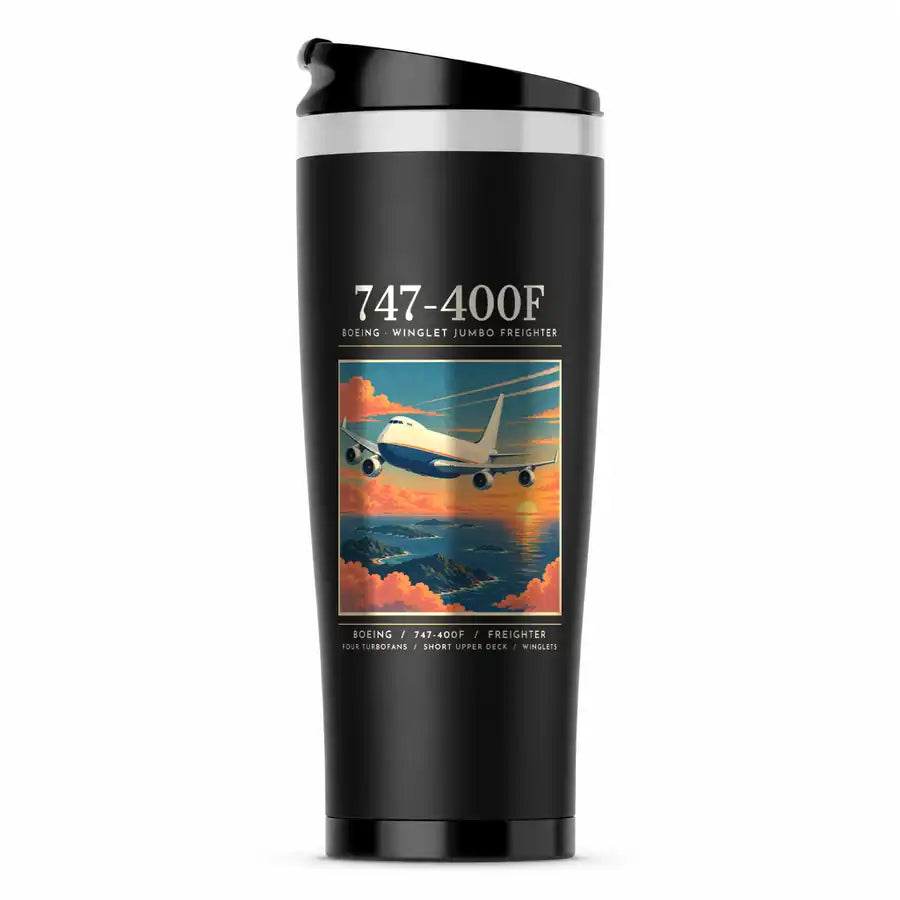 Boeing 747-400F - Poster - Stainless Steel (No Holder) - Black