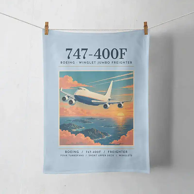 Boeing 747-400F - Poster - Towel - Light Blue