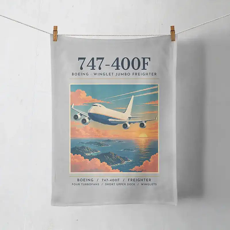 Boeing 747-400F - Poster - Towel - Light Gray
