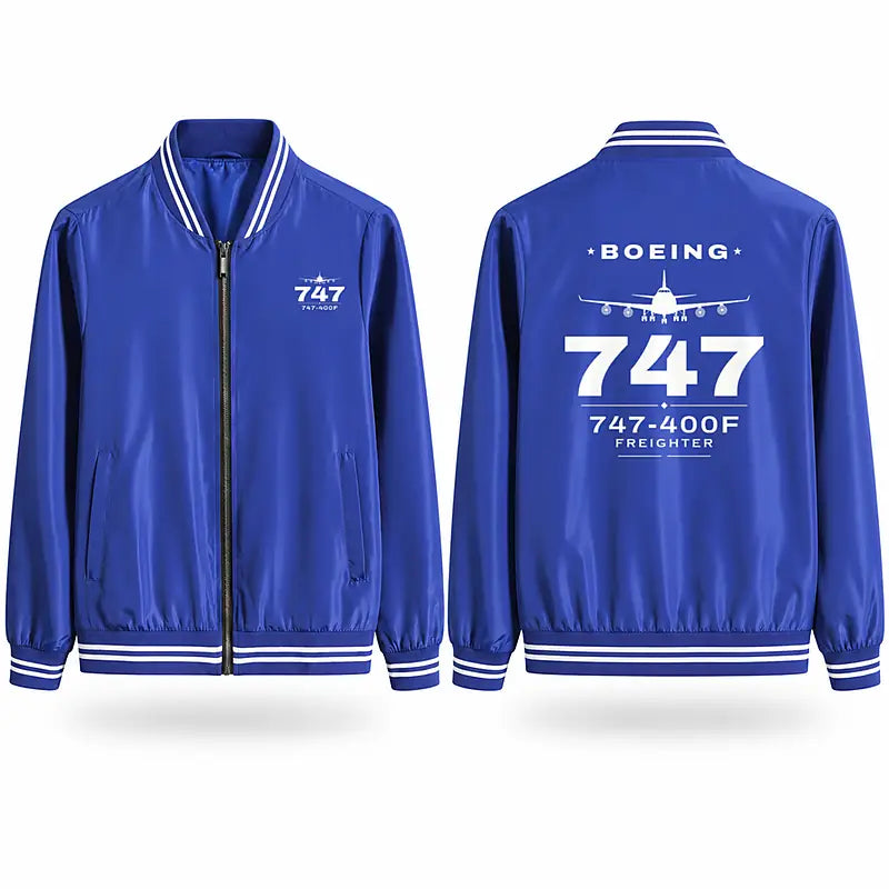 Boeing 747-400F Stylish Jackets - Baseball Collar - Heritage - Royal Blue