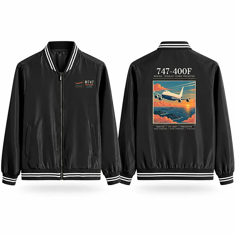 Boeing 747-400F Stylish Jackets - Baseball Collar - Poster - Black
