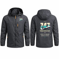 Thumbnail for Boeing 747-400F Stylish Jackets - Hooded Windbreaker - Original - Charcoal