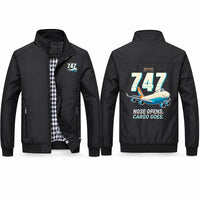 Thumbnail for Boeing 747-400F Stylish Jackets - Stand Collar - Cartoon - Black