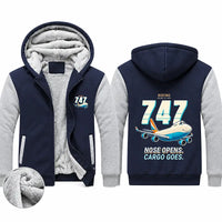 Thumbnail for Boeing 747-400F Zipped Sweatshirts - Cartoon - Navy & Gray
