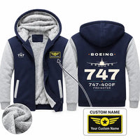 Thumbnail for Boeing 747-400F Zipped Sweatshirts - Heritage + Name - Navy & Gray