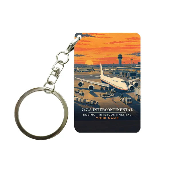 Boeing 747-8 Intercontinental - 3D + Name - Key Chain - Full Print