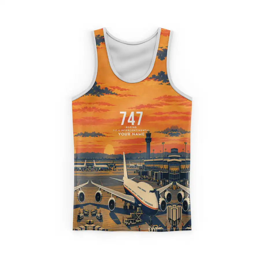 Boeing 747-8 Intercontinental 3D All-Over Print Clothing - Tank Top - 3D + Name