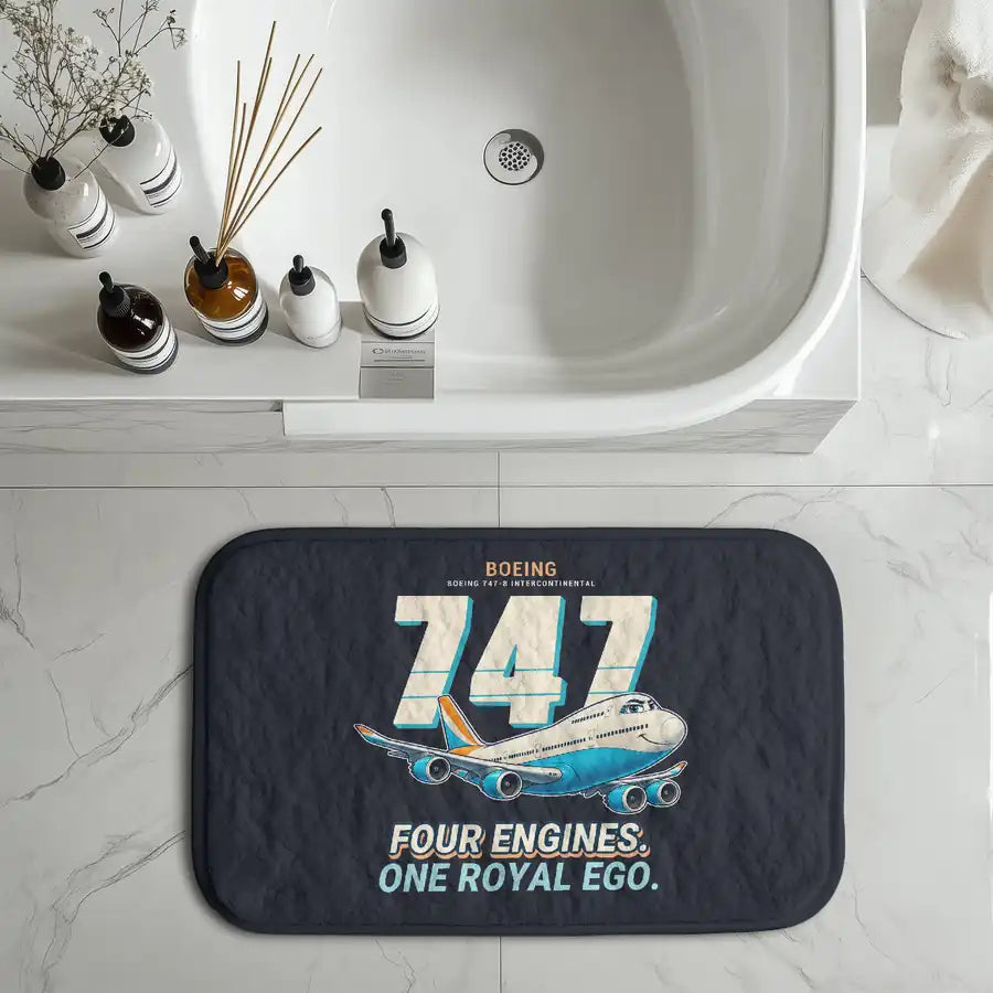 Boeing 747-8 Intercontinental - Cartoon - Bath Mat
