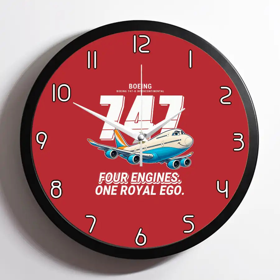 Boeing 747-8 Intercontinental - Cartoon - Framed - Red