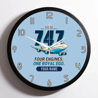 Thumbnail for Boeing 747-8 Intercontinental - Cartoon + Name - Framed - Light Blue