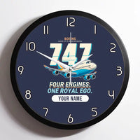 Thumbnail for Boeing 747-8 Intercontinental - Cartoon + Name - Framed - Navy Blue
