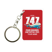 Thumbnail for Boeing 747-8 Intercontinental - Cartoon + Name - Key Chain - Red