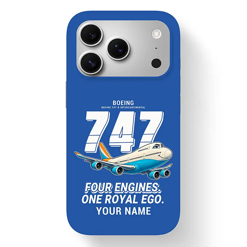 Boeing 747-8 Intercontinental - Cartoon + Name - MagSafe iPhone 17 Pro - Blue