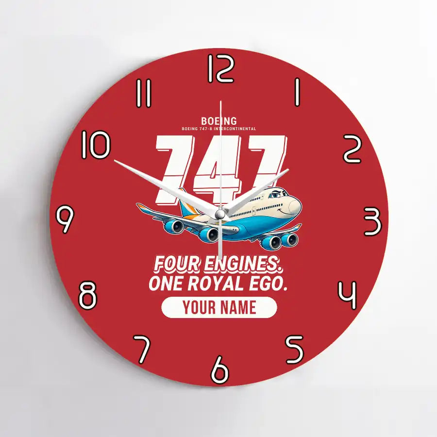 Boeing 747-8 Intercontinental - Cartoon + Name - No Frame - Red