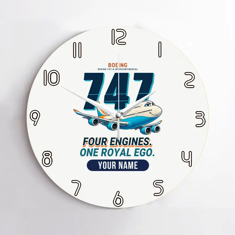 Boeing 747-8 Intercontinental - Cartoon + Name - No Frame - White