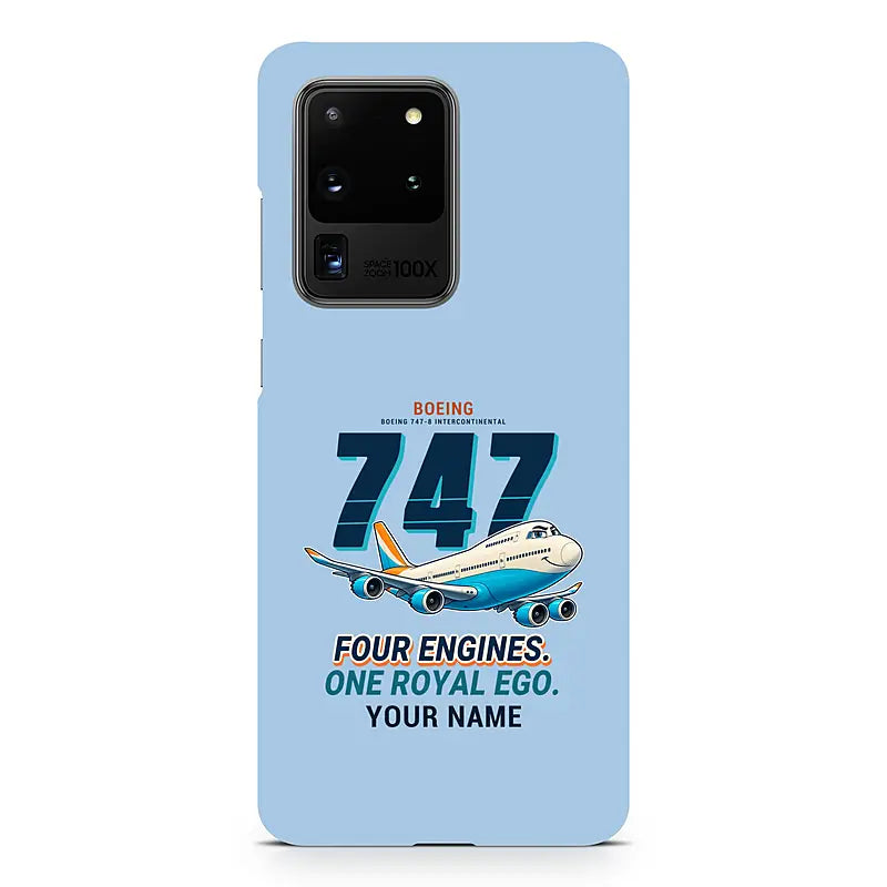 Boeing 747-8 Intercontinental - Cartoon + Name - Samsung Case - Light Blue