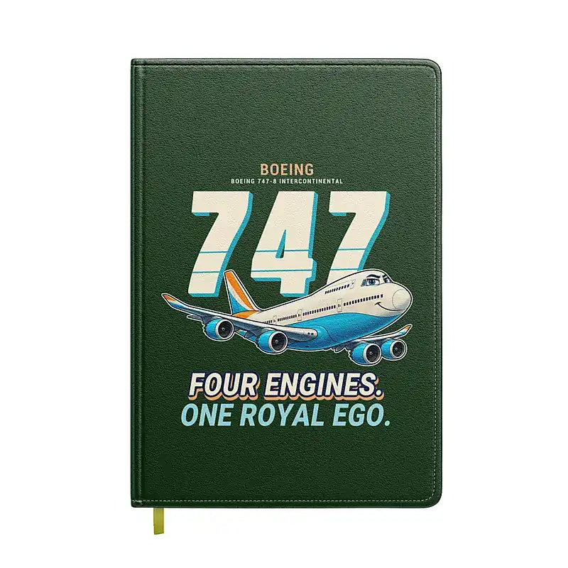 Boeing 747-8 Intercontinental - Cartoon - Notebook - Dark Green