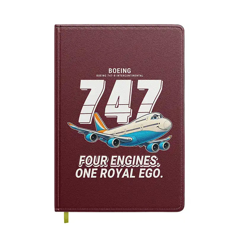 Boeing 747-8 Intercontinental - Cartoon - Notebook - Dark Red