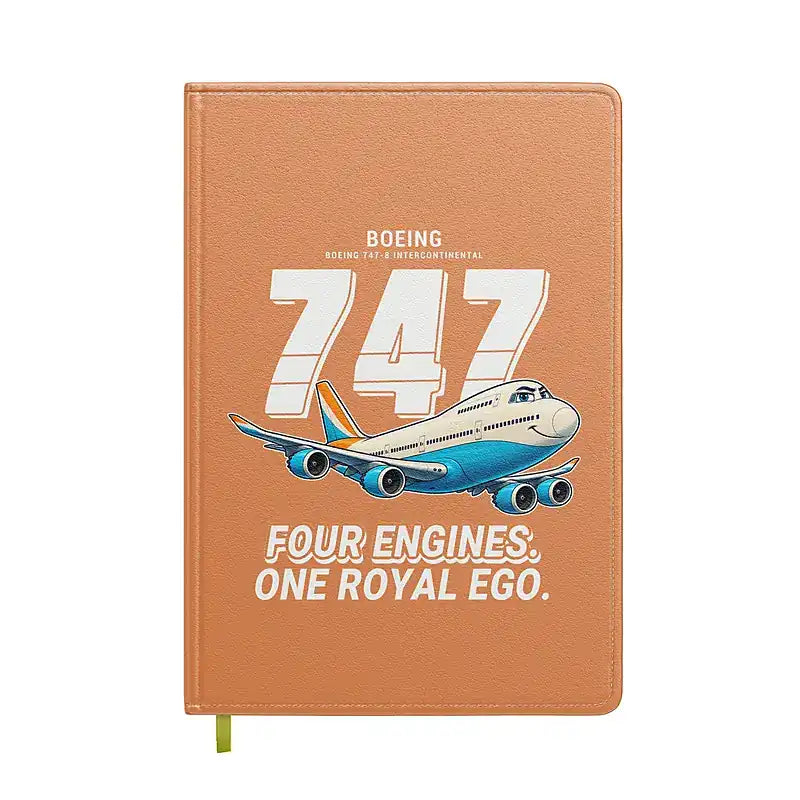 Boeing 747-8 Intercontinental - Cartoon - Notebook - Orange