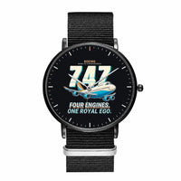 Thumbnail for Boeing 747-8 Intercontinental - Cartoon - Slim Leather - Black and Black Nylon Strap