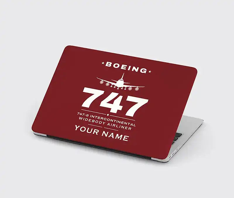 Boeing 747-8 Intercontinental - Heritage + Name - MacBook Case - Dark Red