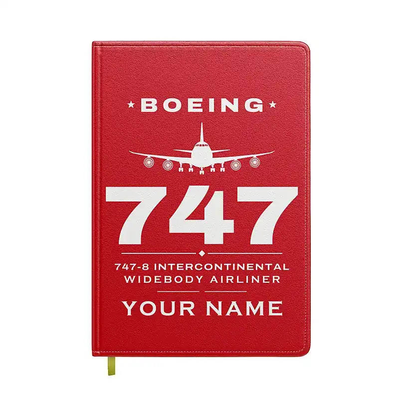 Boeing 747-8 Intercontinental - Heritage + Name - Notebook - Red