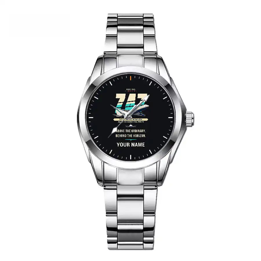 Boeing 747-8 Intercontinental - Original + Name - Stainless Steel Band - For Children and Women