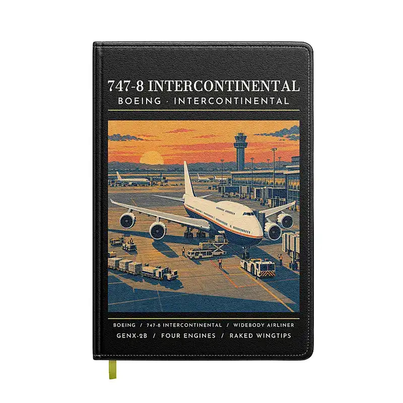 Boeing 747-8 Intercontinental - Poster - Notebook - Black