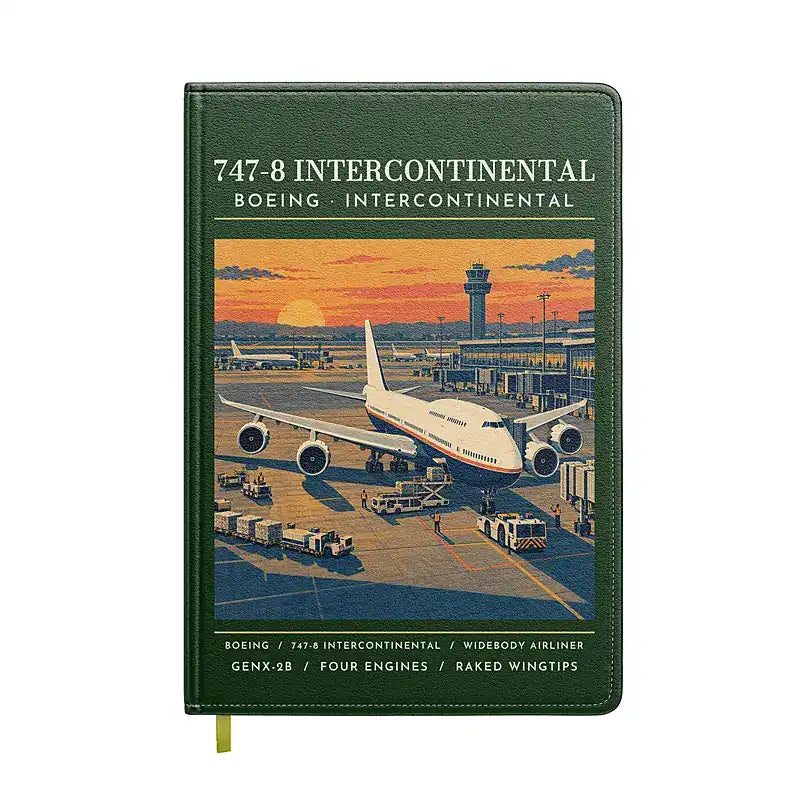 Boeing 747-8 Intercontinental - Poster - Notebook - Dark Green