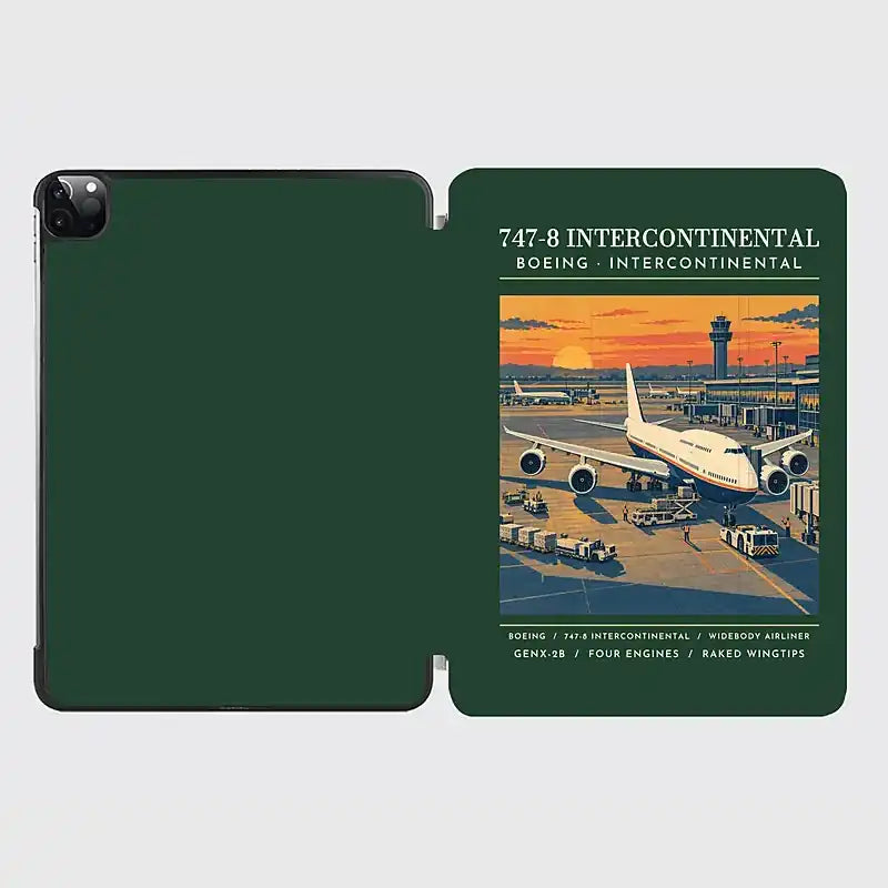 Boeing 747-8 Intercontinental - Poster - iPad Case - Dark Green