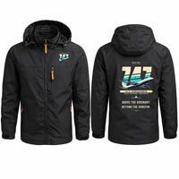 Thumbnail for Boeing 747-8 Intercontinental Stylish Jackets - Hooded Windbreaker - Original - Black