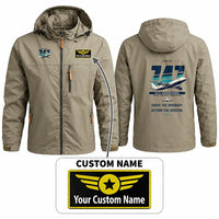 Thumbnail for Boeing 747-8 Intercontinental Stylish Jackets - Hooded Windbreaker - Original + Name - Khaki