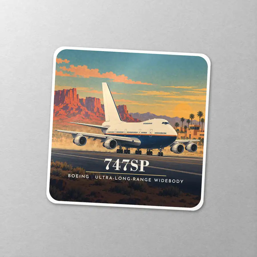 Boeing 747SP - 3D - Square Sticker - Close-up