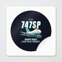 Thumbnail for Boeing 747SP - Cartoon - Circle Sticker - Peel