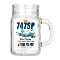 Thumbnail for Boeing 747SP - Cartoon + Name - Cocktail Glass (Mason Jar)