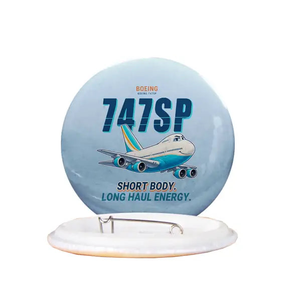 Boeing 747SP - Cartoon - Pin - Light Blue