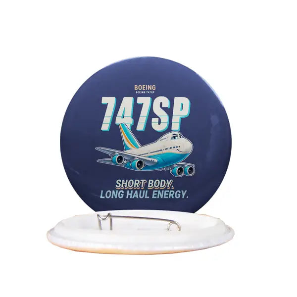Boeing 747SP - Cartoon - Pin - Navy Blue