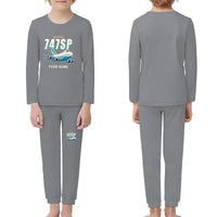 Thumbnail for Boeing 747SP - Children Pajamas - Cartoon Chest + Name - Gray
