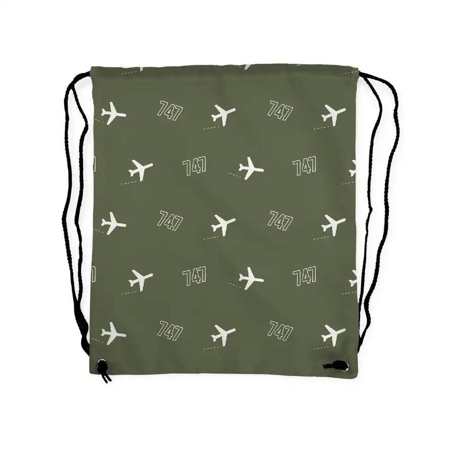 Boeing 747SP - Drawstring Bag - 3D Pattern - Green Army