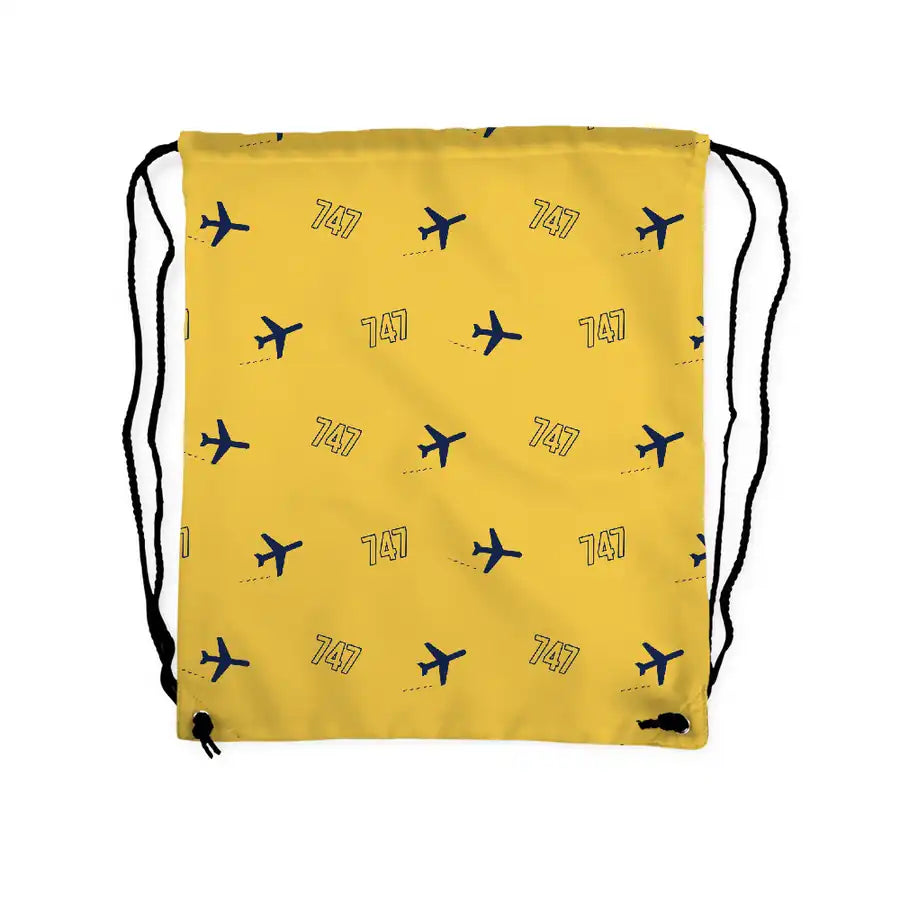 Boeing 747SP - Drawstring Bag - 3D Pattern - Yellow