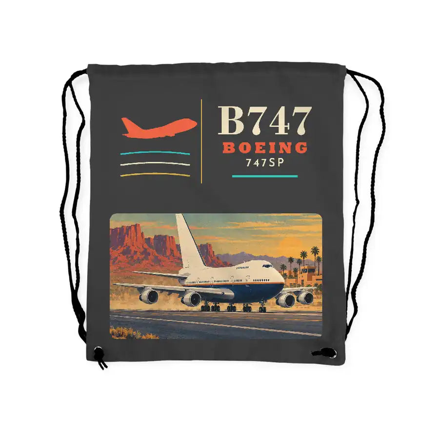 Boeing 747SP - Drawstring Bag - Classic - Gray