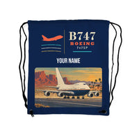 Thumbnail for Boeing 747SP - Drawstring Bag - Classic + Name - Dark Blue
