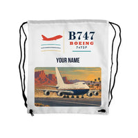 Thumbnail for Boeing 747SP - Drawstring Bag - Classic + Name - White