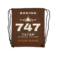 Thumbnail for Boeing 747SP - Drawstring Bag - Heritage + Name - Brown