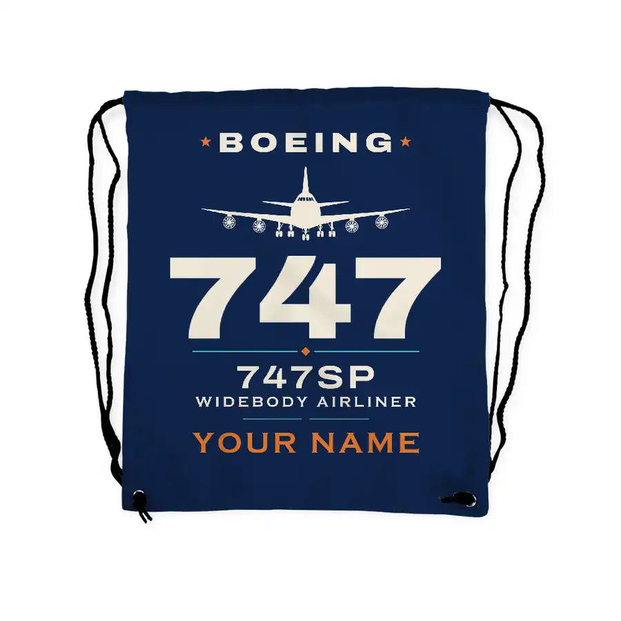 Boeing 747SP - Drawstring Bag - Heritage + Name - Dark Blue