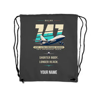 Thumbnail for Boeing 747SP - Drawstring Bag - Original + Name - Gray