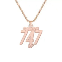 Thumbnail for Boeing 747SP - Hollow Necklace - Tag - Rose gold