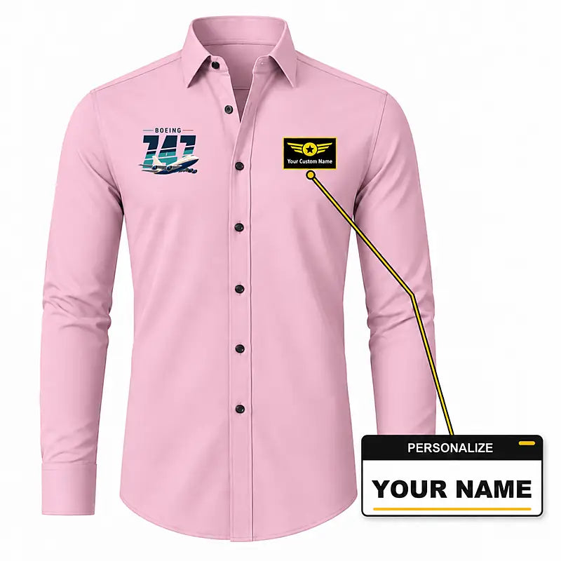 Boeing 747SP - Long Sleeve Shirt - Original - Pink + NAME